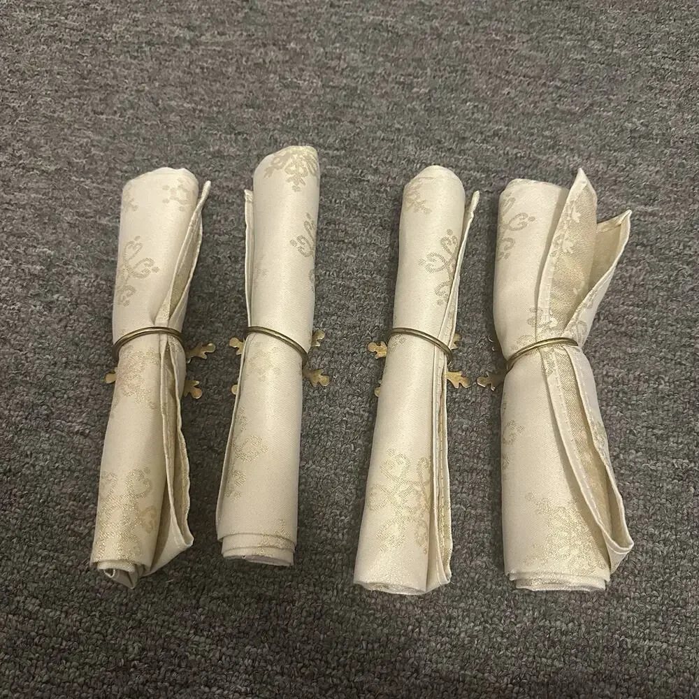 Set Of 4 vintage brass snowflake napkin rings And Gold Metallic Snowflake Napkin